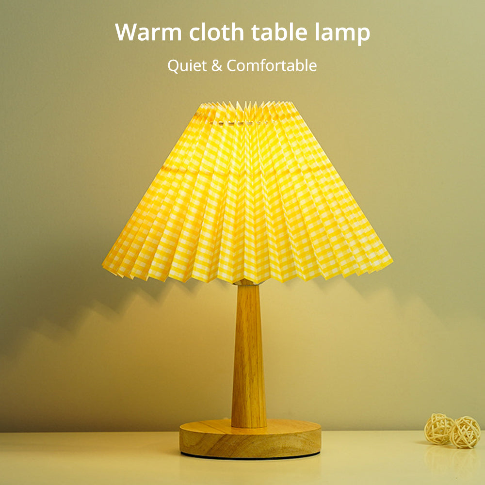 TA-016 Touch Control Table Lamp Pleated Shade Night Lamp 1600mAh Bedside Desk Lamp for Bedroom Living Room