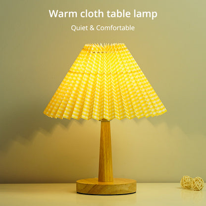 TA-016 Touch Control Table Lamp Pleated Shade Night Lamp 1600mAh Bedside Desk Lamp for Bedroom Living Room