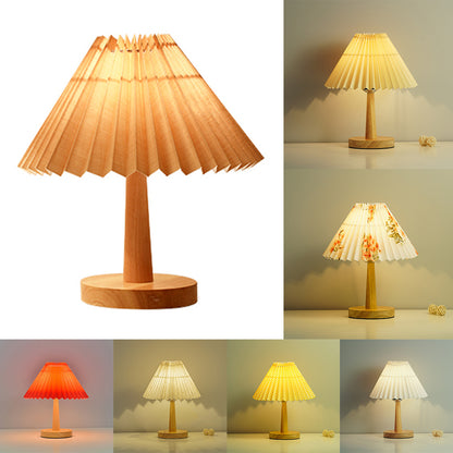 TA-016 Touch Control Table Lamp Pleated Shade Night Lamp 1600mAh Bedside Desk Lamp for Bedroom Living Room
