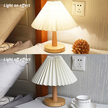 TA-016 Touch Control Table Lamp Pleated Shade Night Lamp 1600mAh Bedside Desk Lamp for Bedroom Living Room