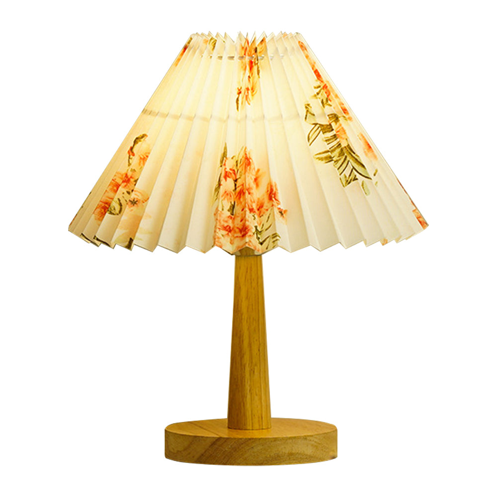 TA-016 Touch Control Table Lamp Pleated Shade Night Lamp 1600mAh Bedside Desk Lamp for Bedroom Living Room