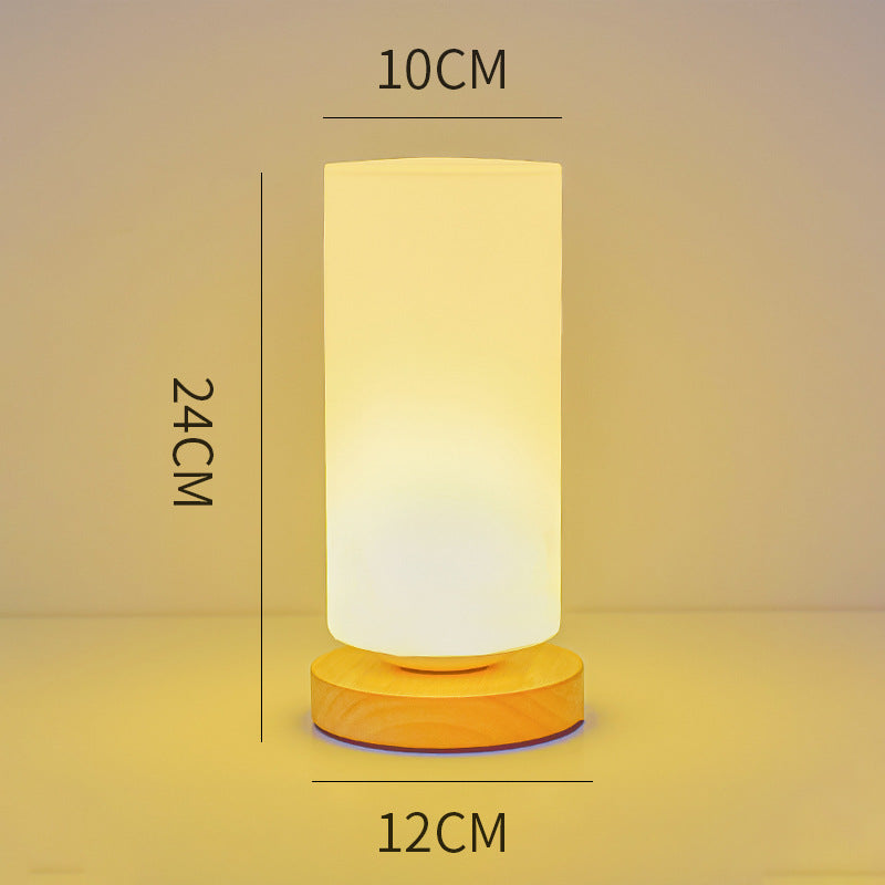 TA-004 Wood Base Decor LED Light Bedroom Bedside Night Light 3W Warm Light Night Lamp with Button Switch