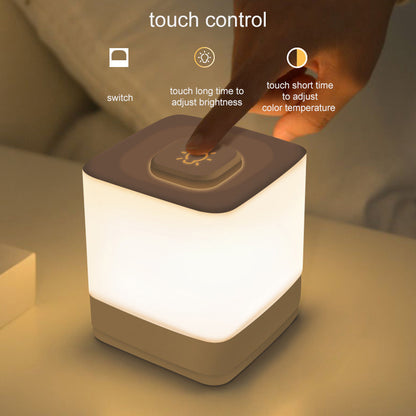 2000mAh Rechargeable Home Night Light Three Color Stepless Dimming Touch Control Bedside Lamp