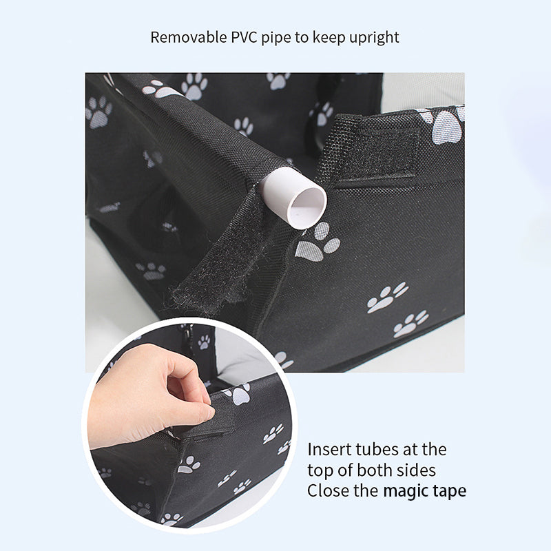 Pet Dog Booster Waterproof Puppy Cat Carrier Seat Foldable Oxford Cloth Pet Car Basket with PVC Tube Frame