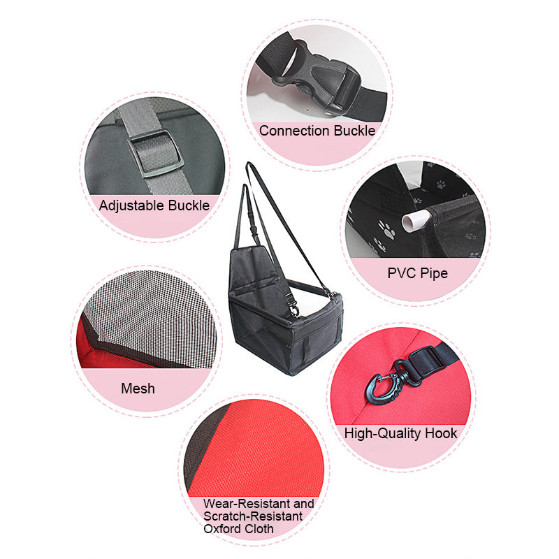 Pet Dog Booster Waterproof Puppy Cat Carrier Seat Foldable Oxford Cloth Pet Car Basket with PVC Tube Frame