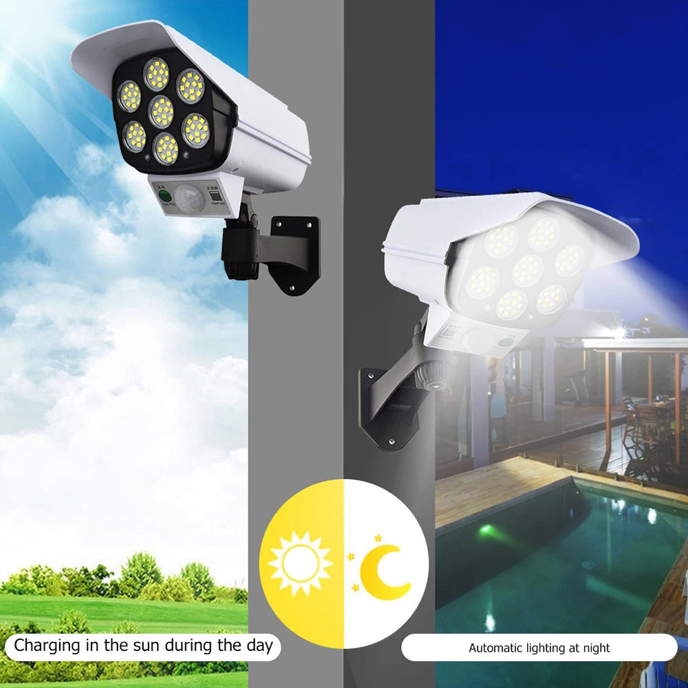 2178T Camera Type Solar 77 LED Light Motion Sensor Garden Lamp Wall-Mounted Street Light Searchlight with Remote
