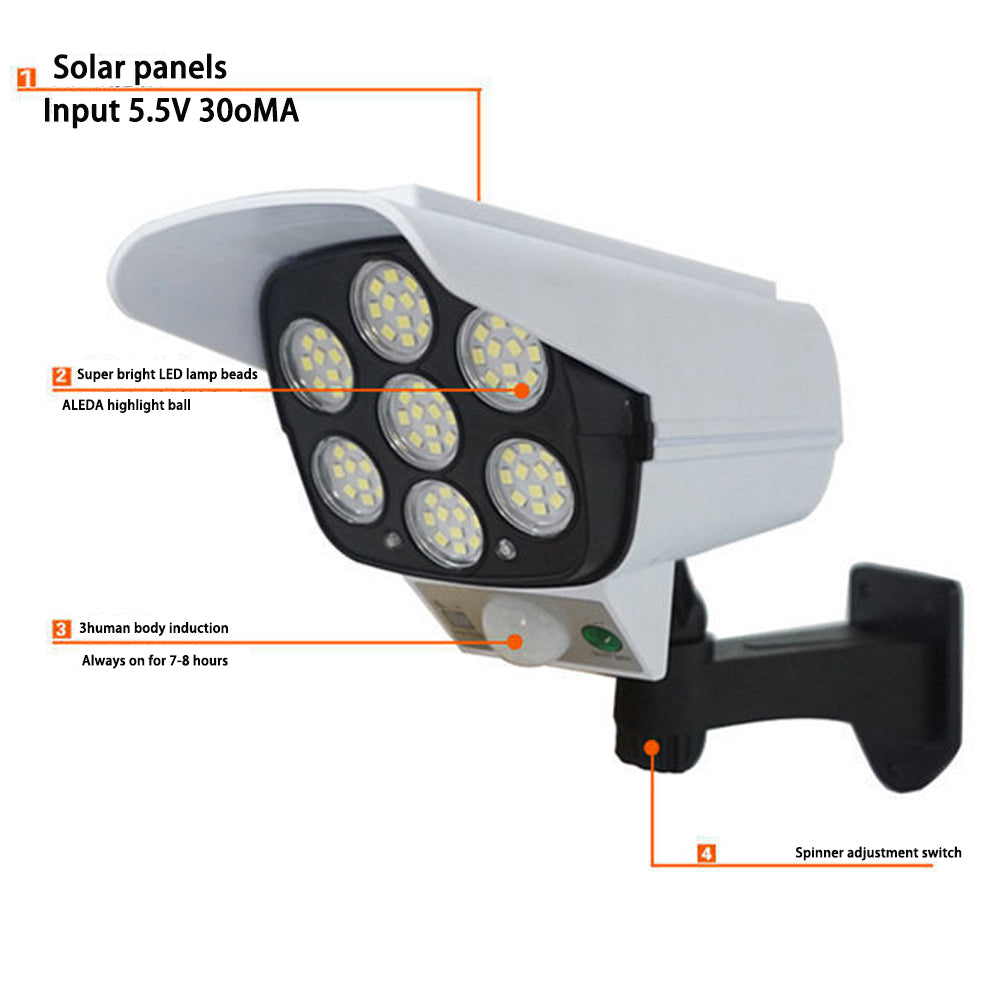 2178T Camera Type Solar 77 LED Light Motion Sensor Garden Lamp Wall-Mounted Street Light Searchlight with Remote