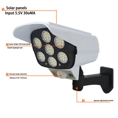 2178T Camera Type Solar 77 LED Light Motion Sensor Garden Lamp Wall-Mounted Street Light Searchlight with Remote