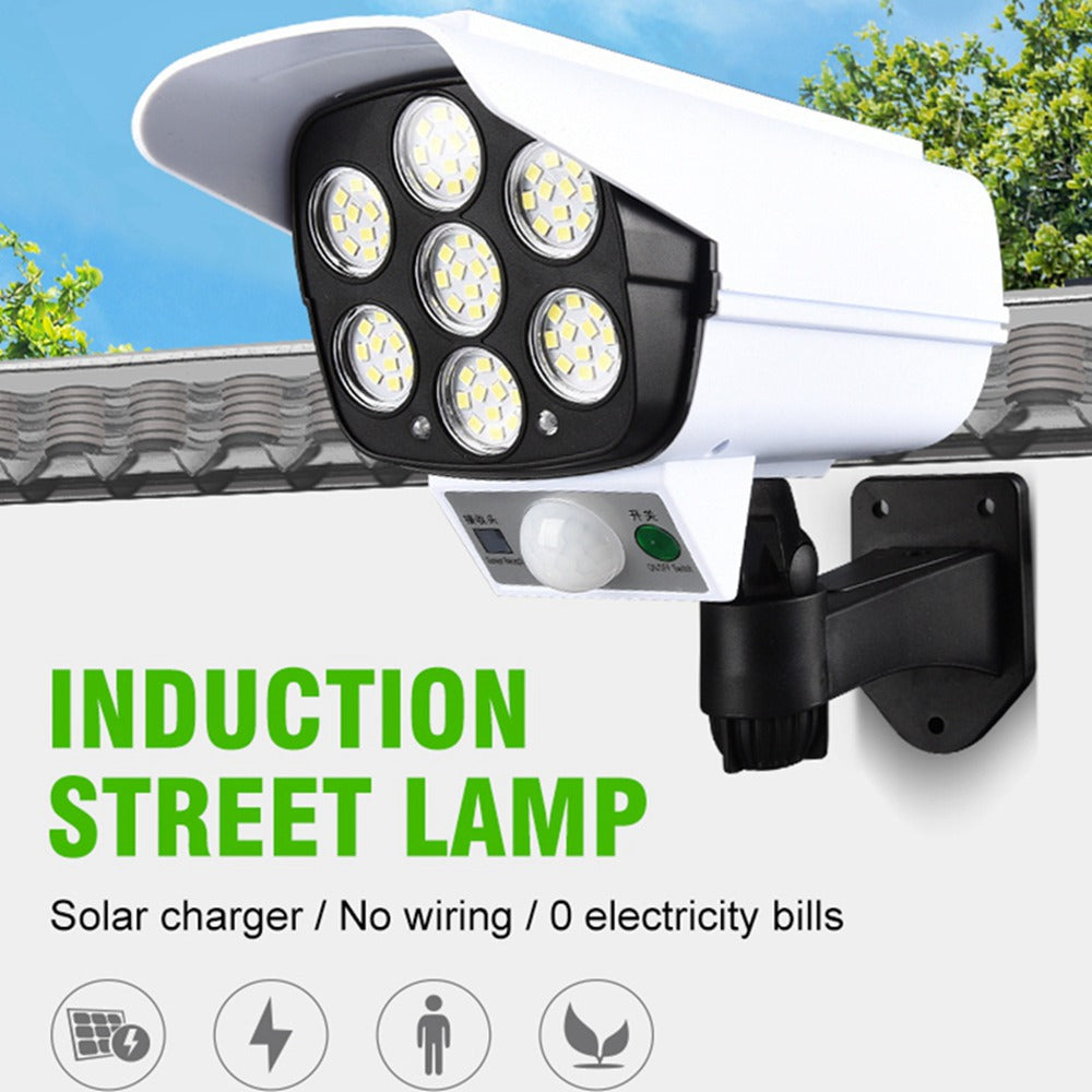 2178T Camera Type Solar 77 LED Light Motion Sensor Garden Lamp Wall-Mounted Street Light Searchlight with Remote