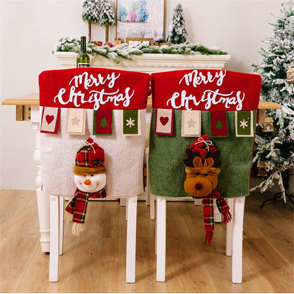 Cute Cartoon Decor Christmas Dining Chair Slipcover Cloth Sleeve Chair Back Cover Protector for Home Dining Room