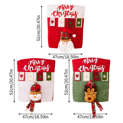 Cute Cartoon Decor Christmas Dining Chair Slipcover Cloth Sleeve Chair Back Cover Protector for Home Dining Room