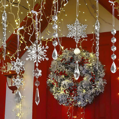 10PCS Fake Snow Flakes Home Christmas Ornaments Set Xmax Snowflake Hanging Icicles Simulated Ice Sticks