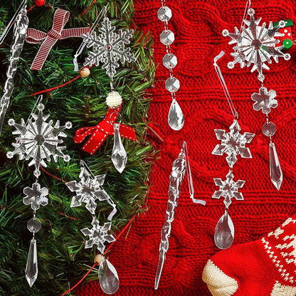 10PCS Fake Snow Flakes Home Christmas Ornaments Set Xmax Snowflake Hanging Icicles Simulated Ice Sticks