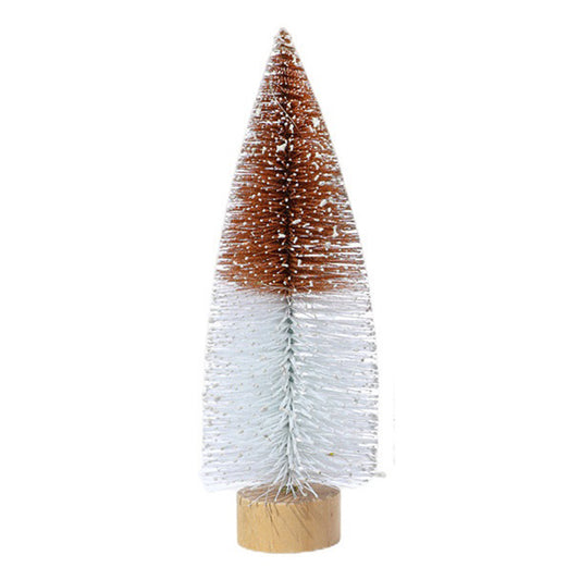 18cm Desktop Christmas Tree LED Light Wooden Base Artificial Mini Xmas Tree for Desk Table Decor, Size S