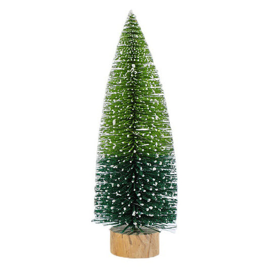 18cm Desktop Christmas Tree LED Light Wooden Base Artificial Mini Xmas Tree for Desk Table Decor, Size S