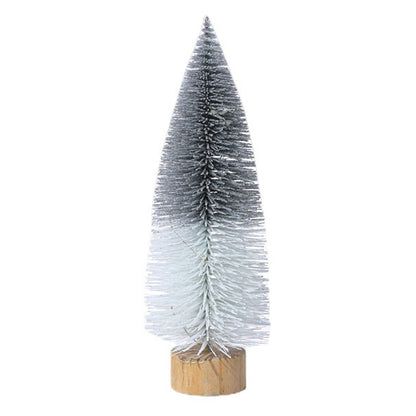 18cm Desktop Christmas Tree LED Light Wooden Base Artificial Mini Xmas Tree for Desk Table Decor, Size S