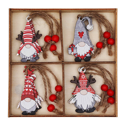 12Pcs / Set Christmas Tree Wood Hanging Pendant Santa Claus Wooden Ornament Xmas Decor