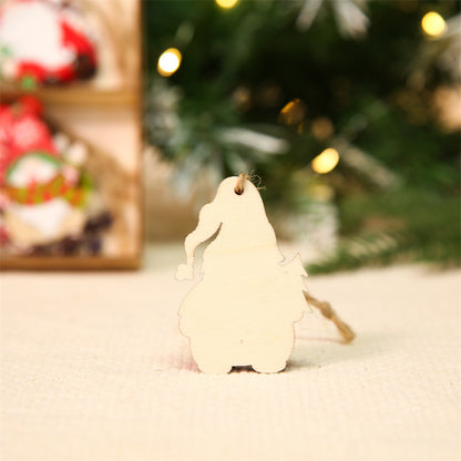 12Pcs / Set Christmas Tree Wood Hanging Pendant Santa Claus Wooden Ornament Xmas Decor