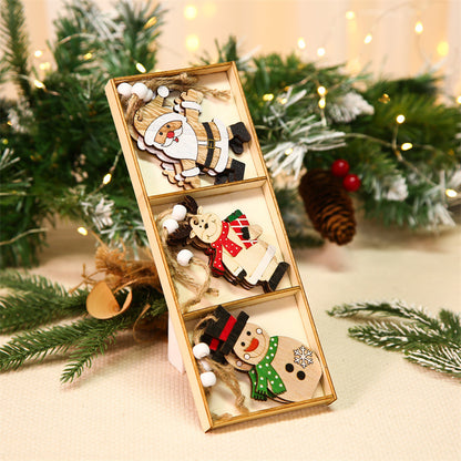 9Pcs Christmas Wooden Hanging Ornament Set Christmas Tree Decoration Crafts for Christmas Tree Home Party