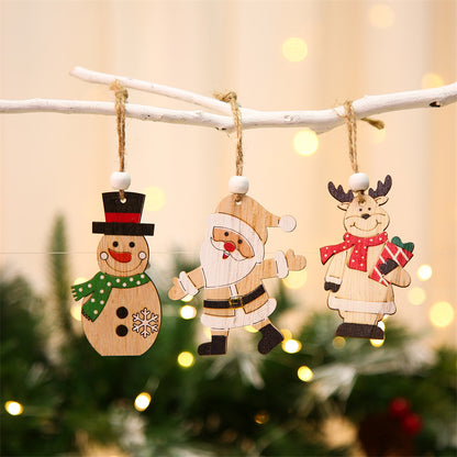 9Pcs Christmas Wooden Hanging Ornament Set Christmas Tree Decoration Crafts for Christmas Tree Home Party