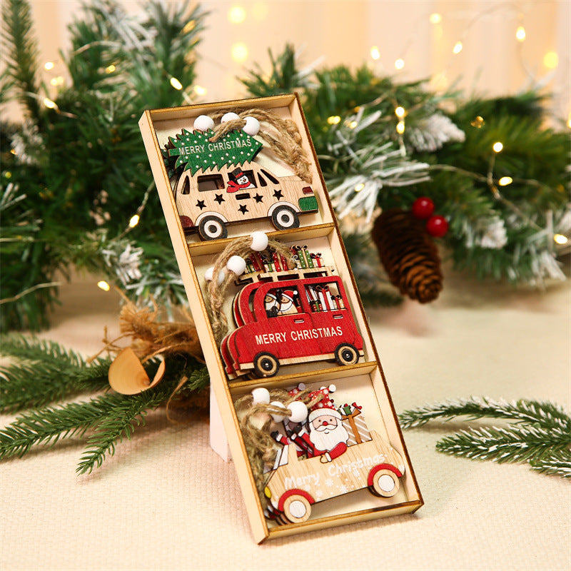 9Pcs Christmas Wooden Hanging Ornament Set Christmas Tree Decoration Crafts for Christmas Tree Home Party