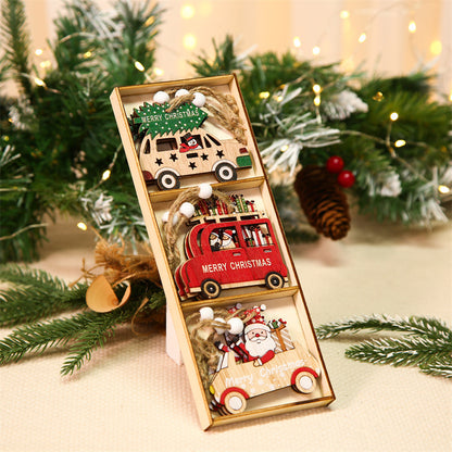 9Pcs Christmas Wooden Hanging Ornament Set Christmas Tree Decoration Crafts for Christmas Tree Home Party