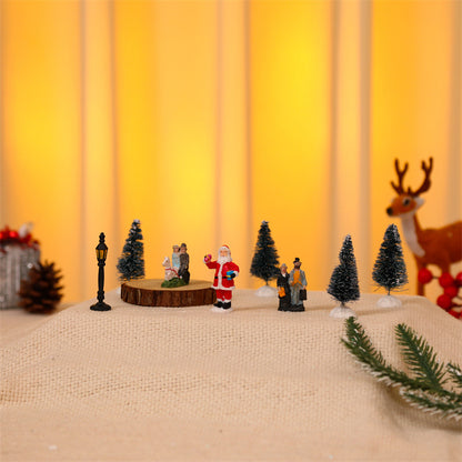 10Pcs Christmas Village Scene Set Battery Operated LED Light Up Holiday Decorations Xmas Winter Home Decor