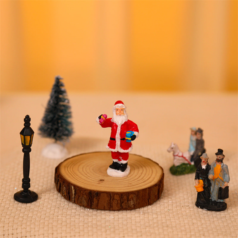 10Pcs Christmas Village Scene Set Battery Operated LED Light Up Holiday Decorations Xmas Winter Home Decor
