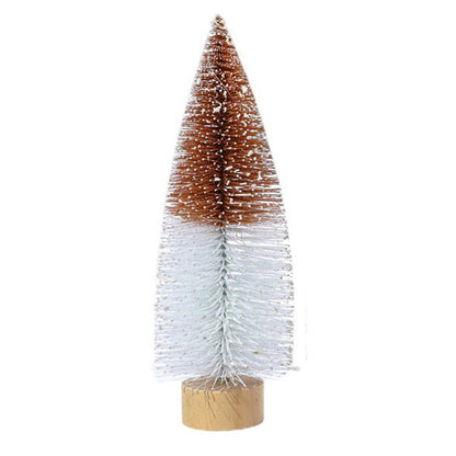 30cm Desktop Christmas Tree Ornament Wooden Base LED Light Mini Xmas Tree Desktop Decor, Size L