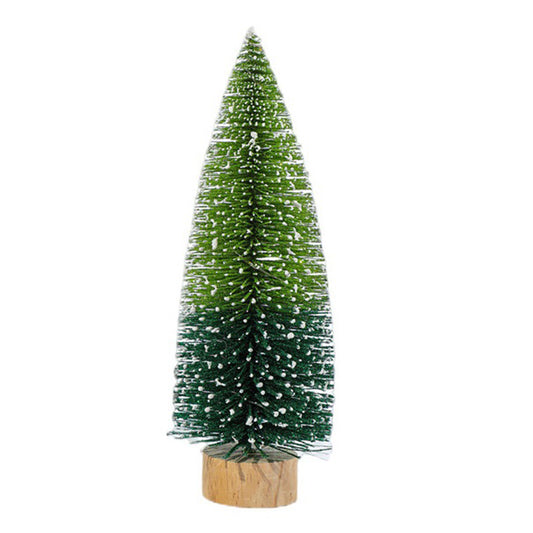 30cm Desktop Christmas Tree Ornament Wooden Base LED Light Mini Xmas Tree Desktop Decor, Size L