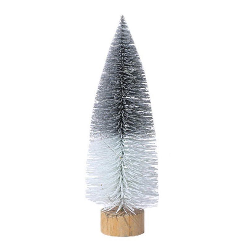30cm Desktop Christmas Tree Ornament Wooden Base LED Light Mini Xmas Tree Desktop Decor, Size L