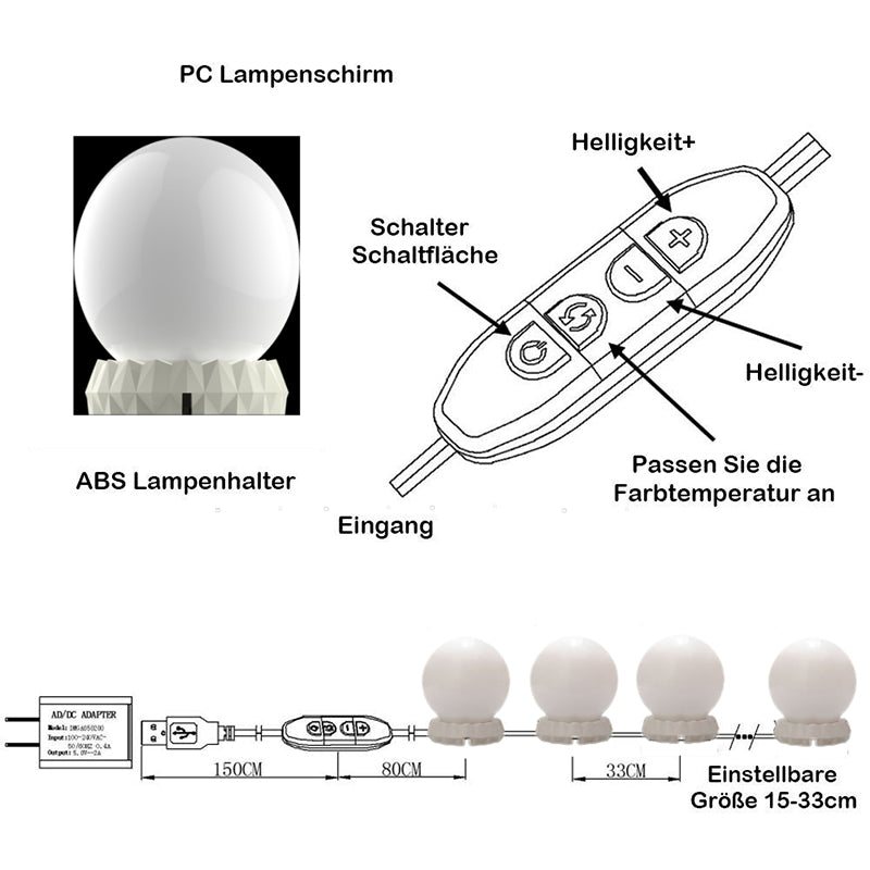 LED Vanity Lights for Mirror 10 Dimmable Bulbs Vanity Mirror Lights Kit 3 Color Modes USB Makeup Lights