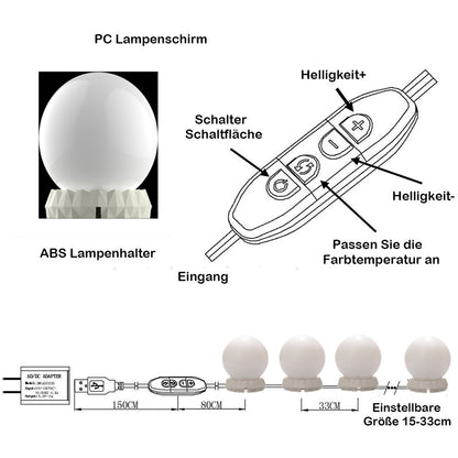 LED Vanity Lights for Mirror 10 Dimmable Bulbs Vanity Mirror Lights Kit 3 Color Modes USB Makeup Lights