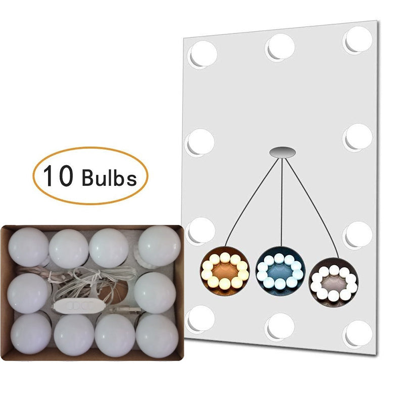 LED Vanity Lights for Mirror 10 Dimmable Bulbs Vanity Mirror Lights Kit 3 Color Modes USB Makeup Lights