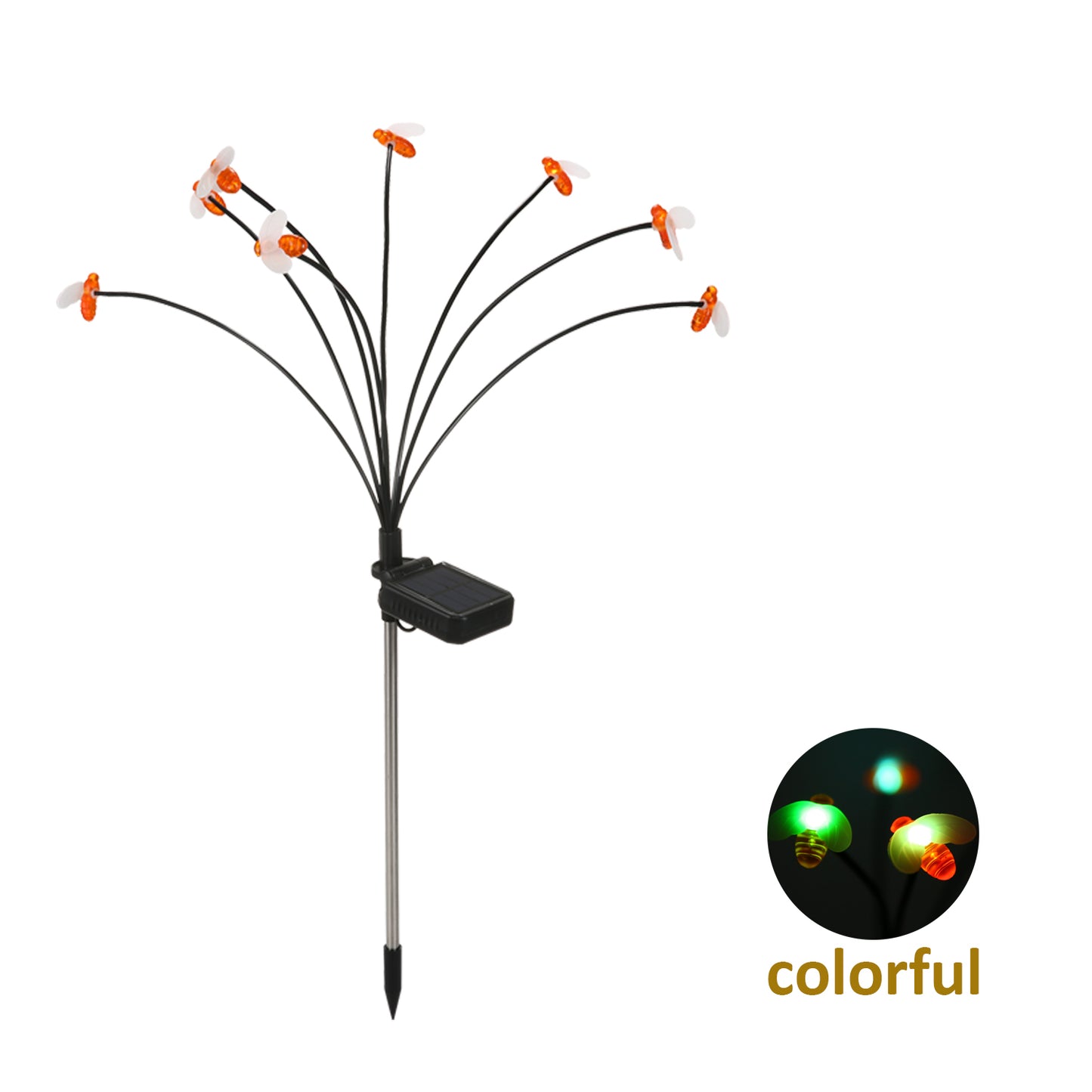 2Pcs Outdoor Solar Power Gardening Light Bee Style Water Resistant Garden Lawn Lamp