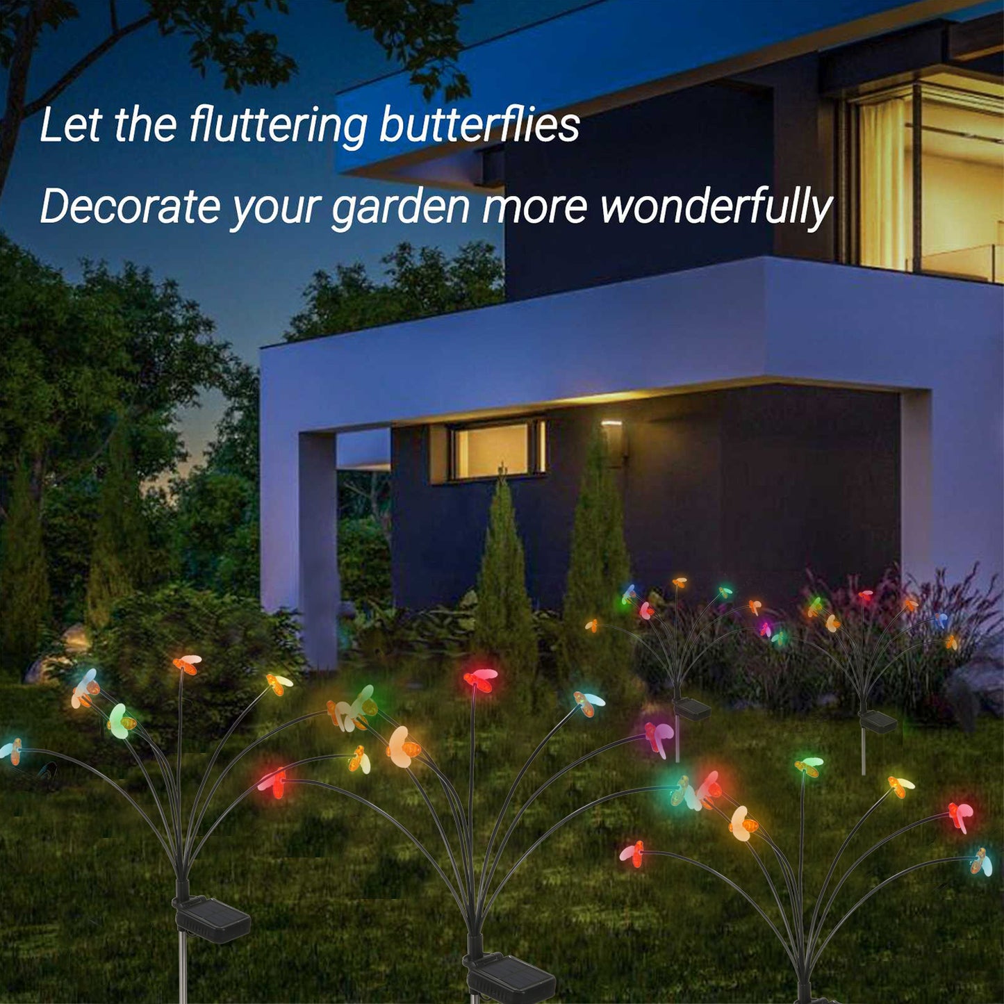 2Pcs Outdoor Solar Power Gardening Light Bee Style Water Resistant Garden Lawn Lamp