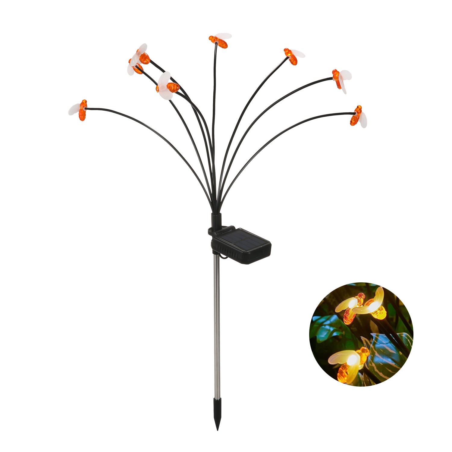 Solar Bee Firefly Light Outdoor Waterproof 8-LED Lamp Garden Decorative Light Yard Patio Pathway Decoration