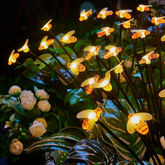 Solar Bee Firefly Light Outdoor Waterproof 8-LED Lamp Garden Decorative Light Yard Patio Pathway Decoration