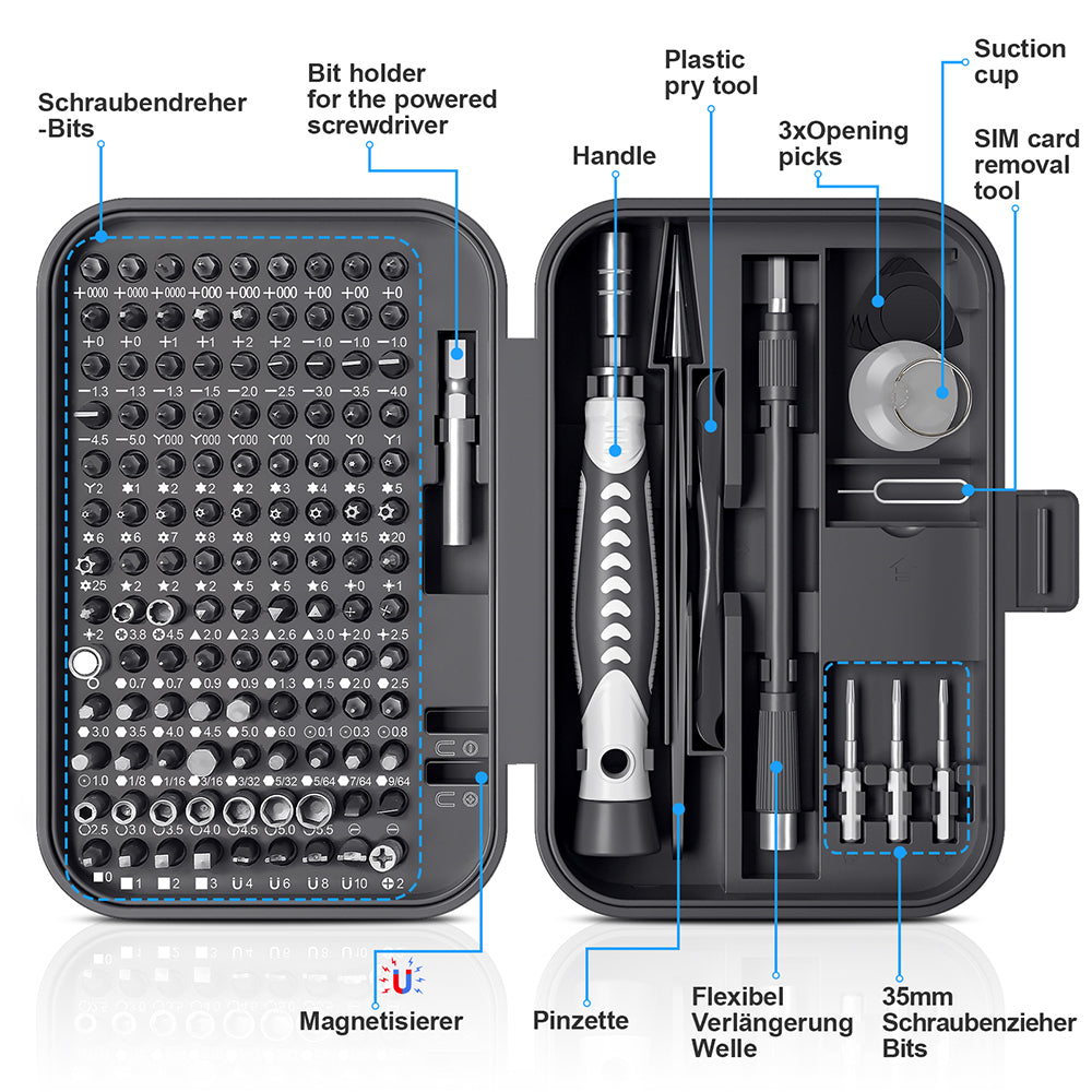 KS-840130 130Pcs Precision Screwdriver Set with 120 Bits Portable Handheld Screwdriver with Storage Box