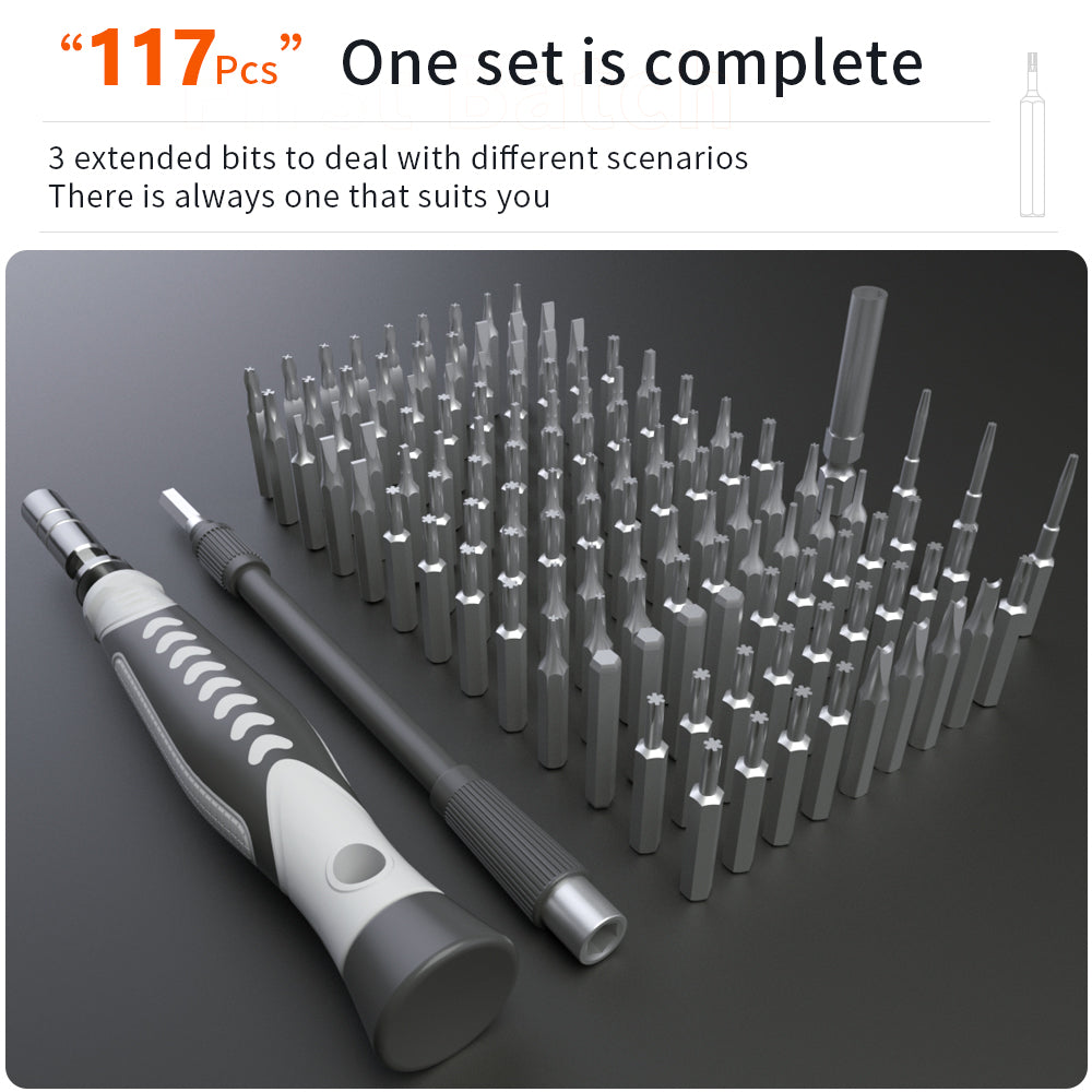 KS-840130 130Pcs Precision Screwdriver Set with 120 Bits Portable Handheld Screwdriver with Storage Box