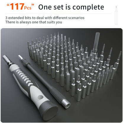 KS-840130 130Pcs Precision Screwdriver Set with 120 Bits Portable Handheld Screwdriver with Storage Box
