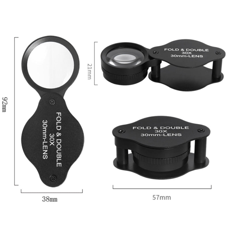 30mm Loupe Optical Glass Lens 30X Magnifier Jewelry Identification Folding Magnifying Glass