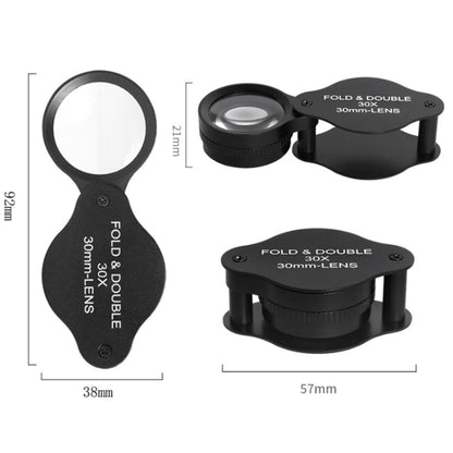 30mm Loupe Optical Glass Lens 30X Magnifier Jewelry Identification Folding Magnifying Glass