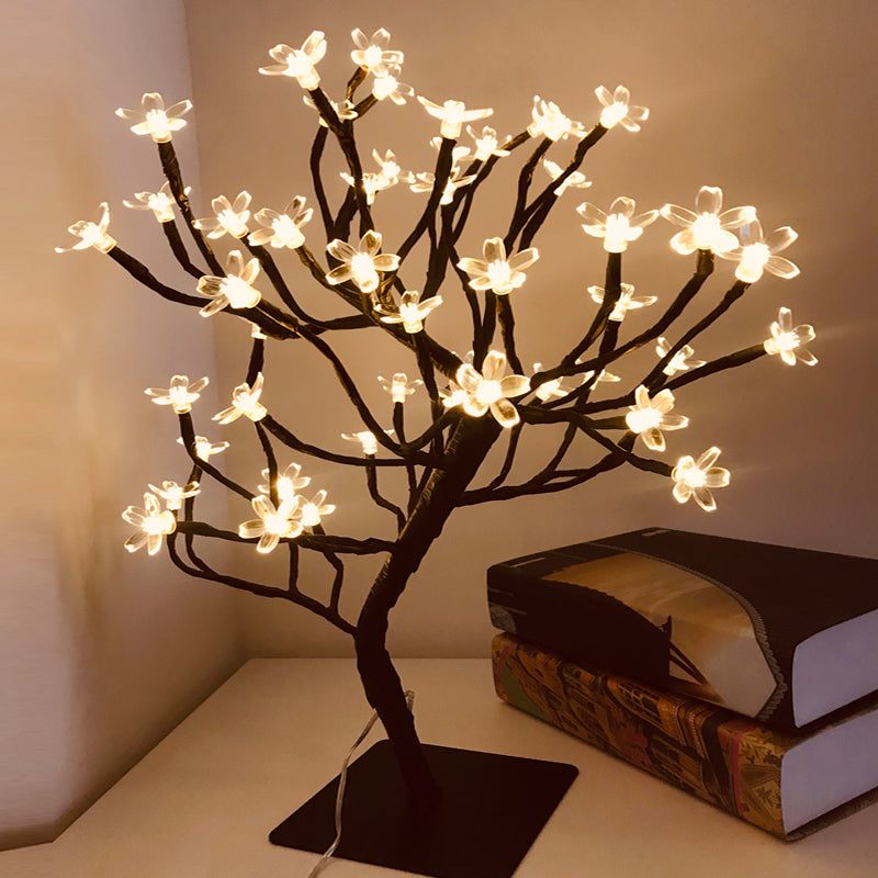 Artificial Sakura Tree 48 LEDs Light USB Powered Lamp with Detachable Case for Festival Party Decoration