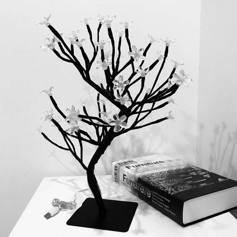 Artificial Sakura Tree 48 LEDs Light USB Powered Lamp with Detachable Case for Festival Party Decoration