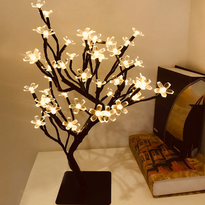 Artificial Sakura Tree 48 LEDs Light USB Powered Lamp with Detachable Case for Festival Party Decoration