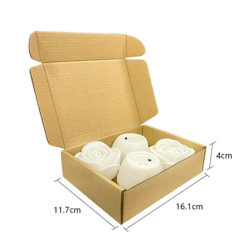 4Pcs Romantic Rose Flower Shape Colorful Tea Light Flameless LED Candle Light for Wedding Party