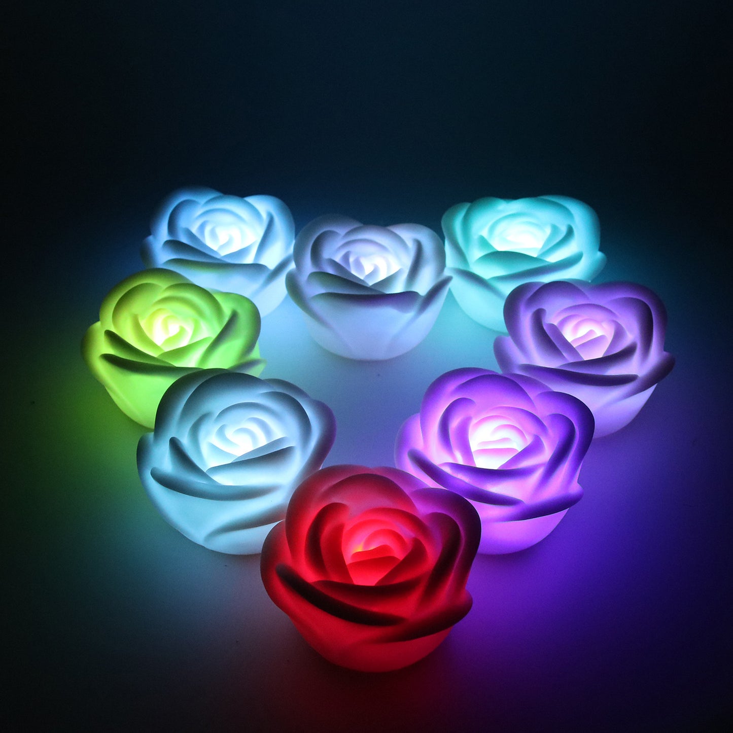 4Pcs Romantic Rose Flower Shape Colorful Tea Light Flameless LED Candle Light for Wedding Party