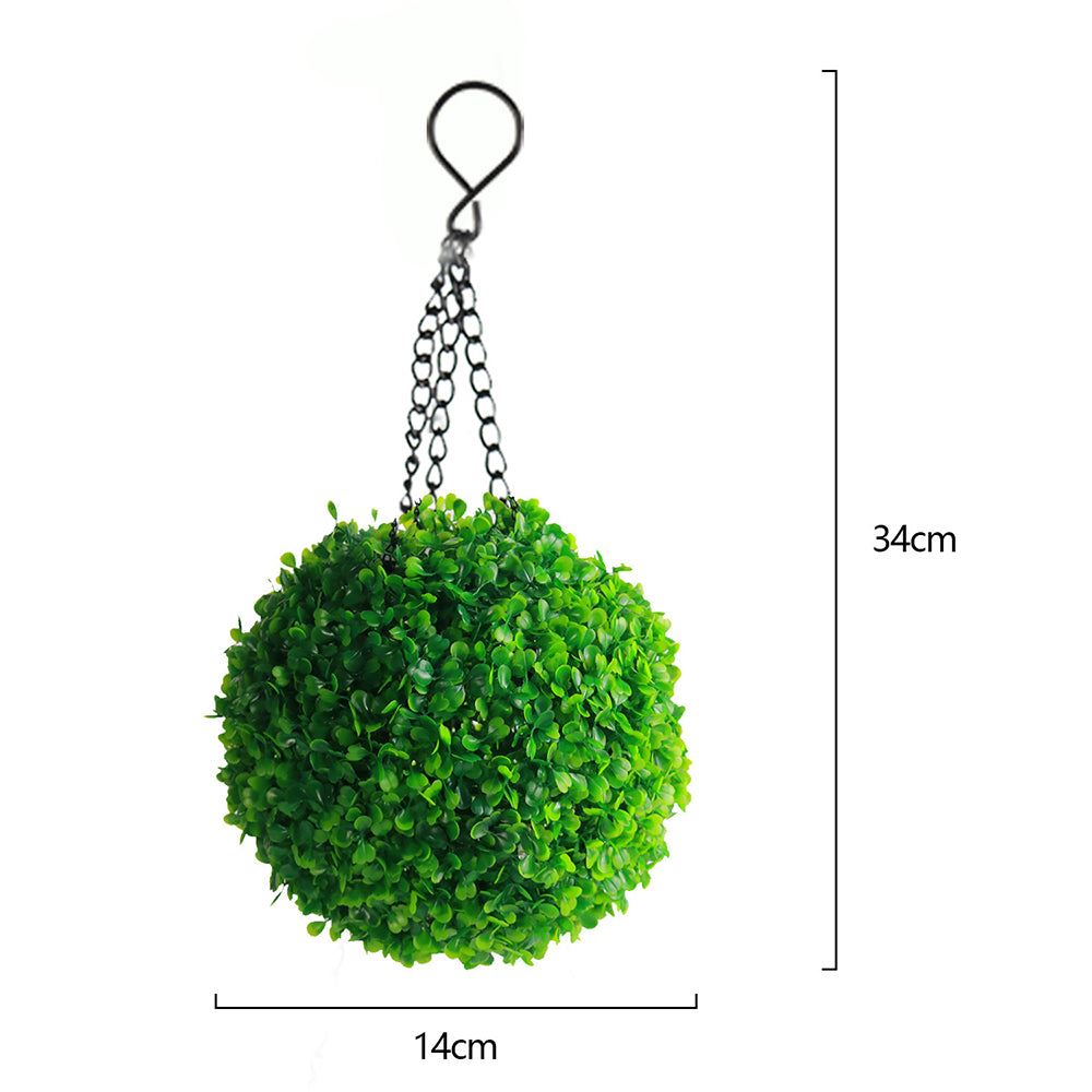Rechargeable LED Light Green Grass Ball Chandelier Home Decor Solar Lamp Outdoor Artificial Plant Ball, Size: S