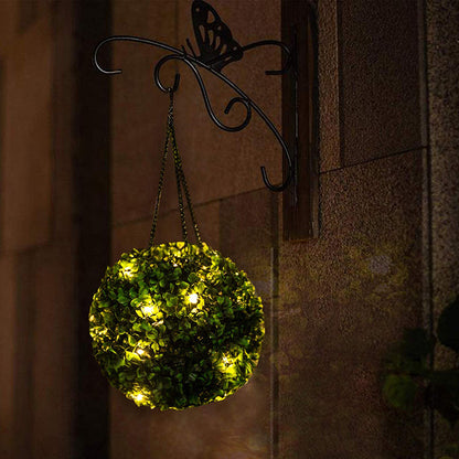 Solar Lamp LED Light Green Grass Ball Chandelier Home Decor Outdoor Rechargeable Artificial Plant Ball, Size: M